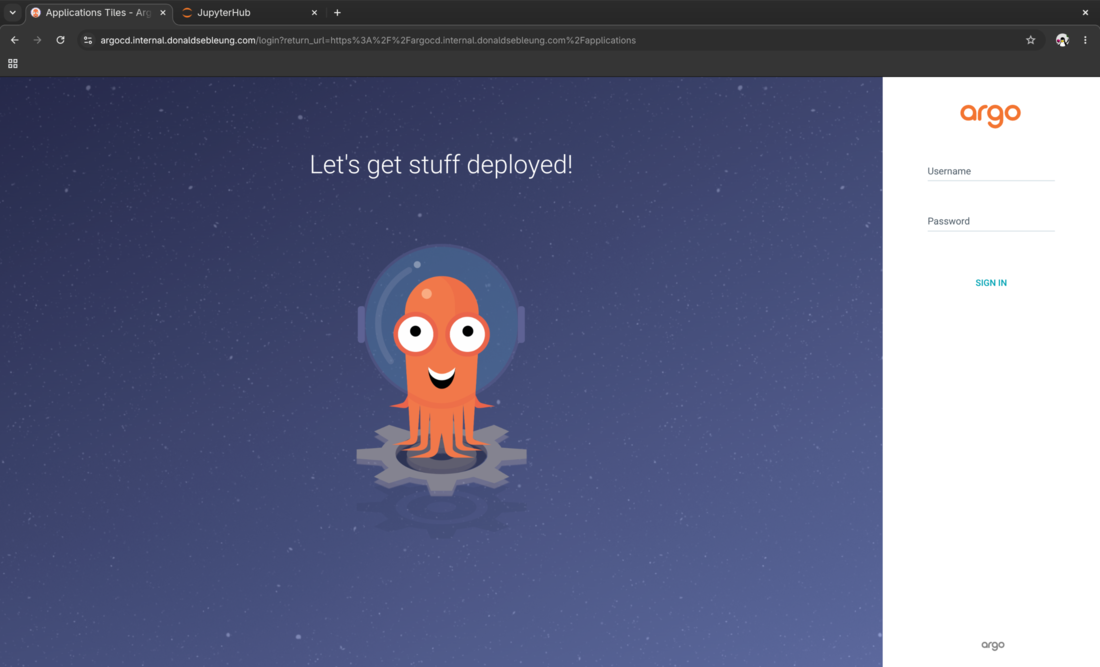 Argo CD login page