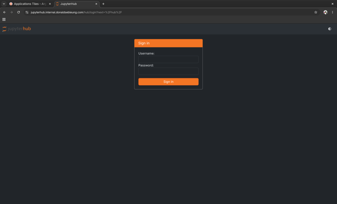 JupyterHub login page