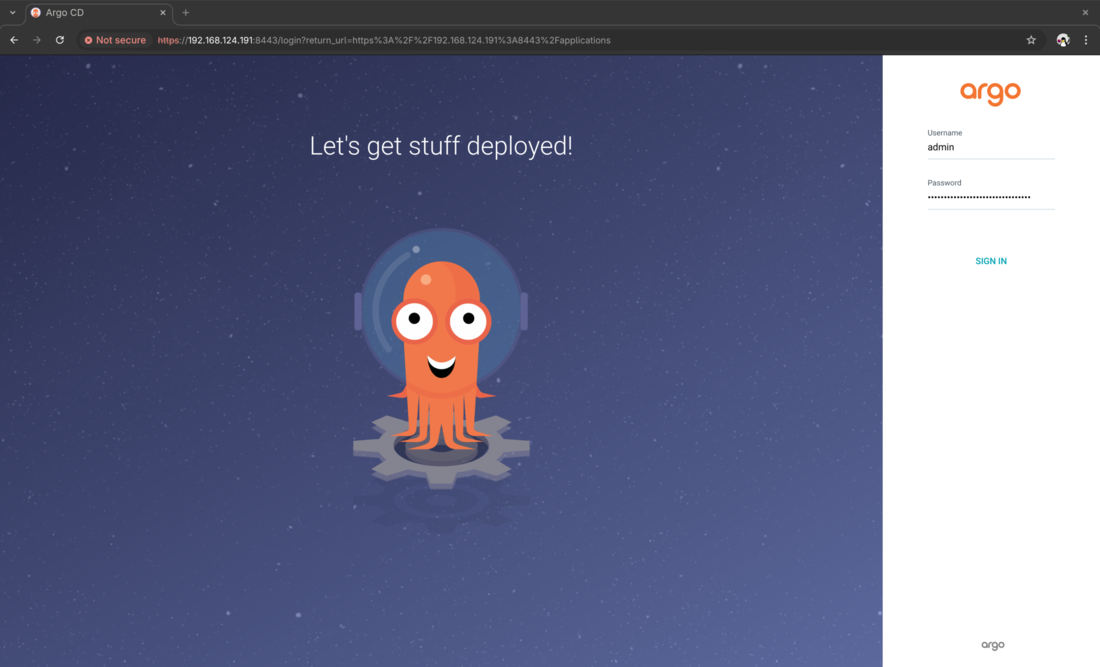 Argo CD login screen