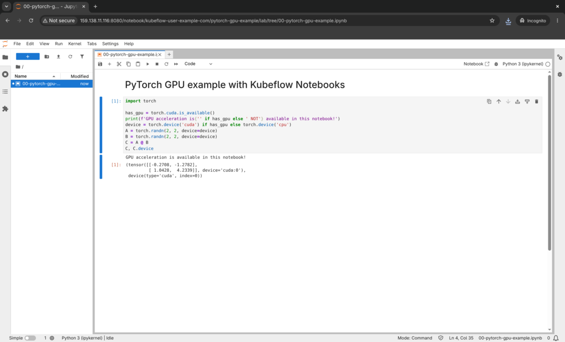GPU-enabled PyTorch notebook