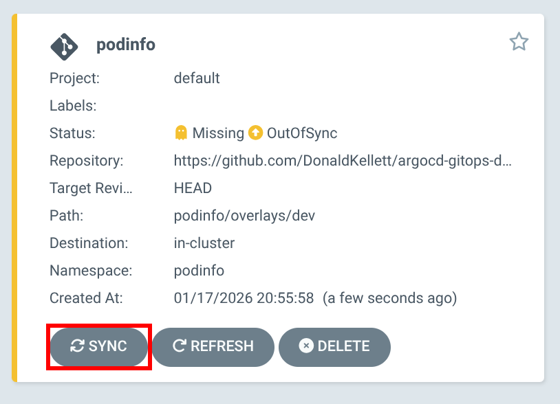 Argo CD - Sync application