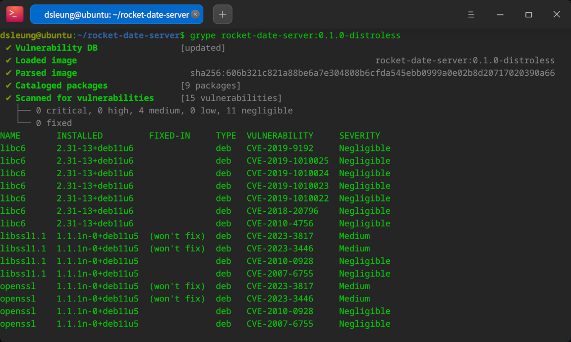 Basing our microservice on a distroless image